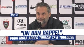 Top 14 : "Un bon rappel", concède Mola après la défaite de Toulouse à Toulon