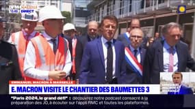 Marseille: Emmanuel Macron en visite sur le chantier des Baumettes 3