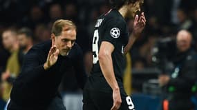 Thomas Tuchel et Edinson Cavani (PSG)
