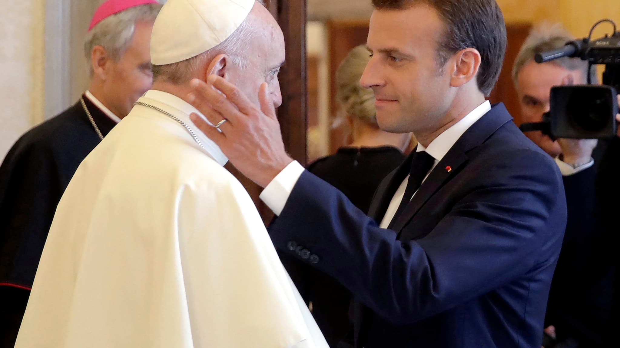 Emmanuel Macron et le pape François le 26 juin 2018.