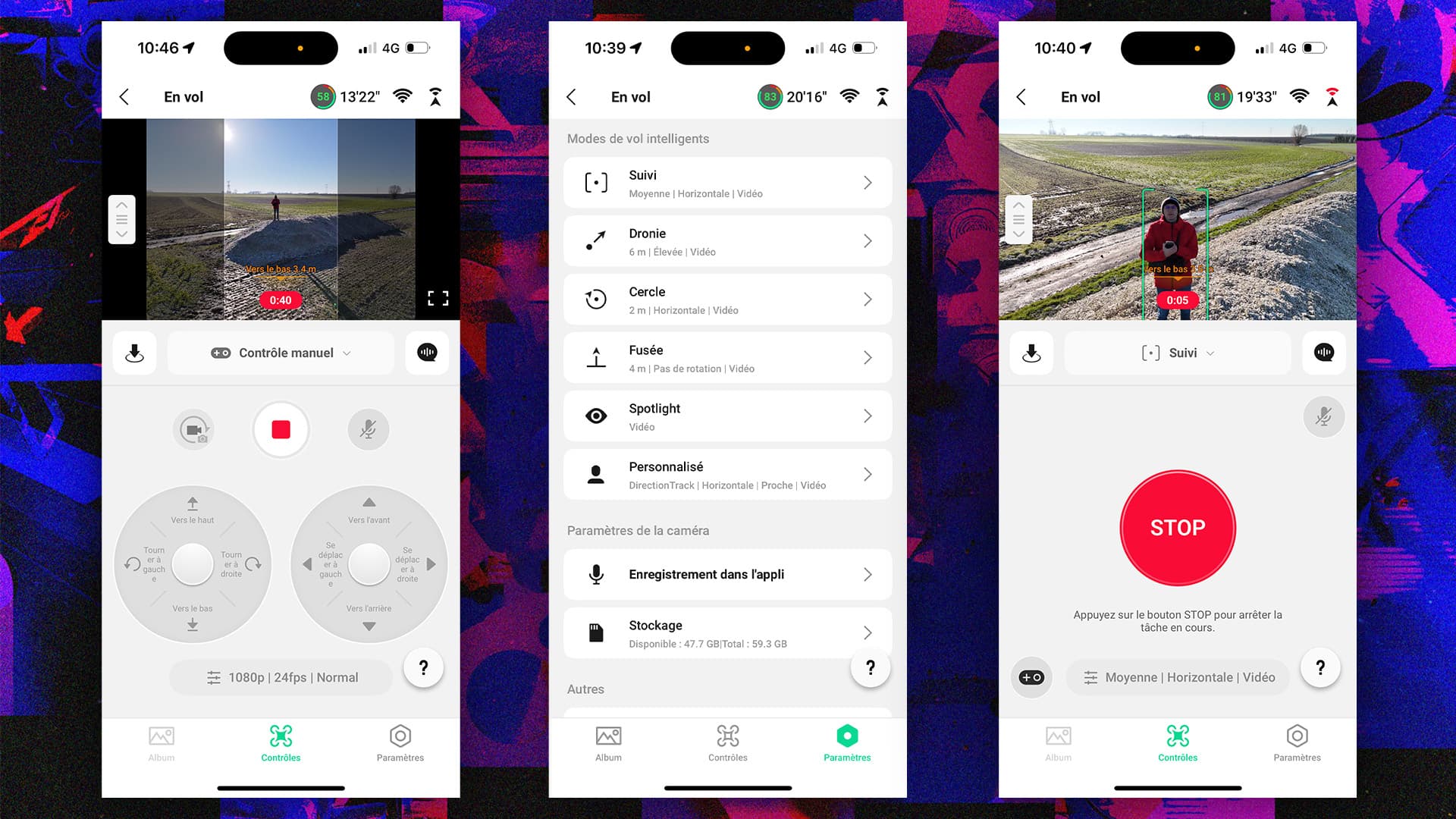 Le DJI Flip peux être piloté avec son téléphone depuis l'application DJI Fly