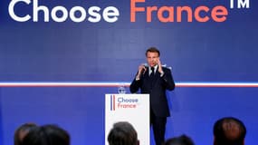 Emmanuel Macron s'exprime lors du sommet "Choose France" au château de Versailles, le 19 mai 2025 (photo d'illustration).