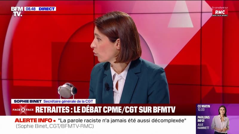 Sophie Binet (CGT) sur les retraites: 