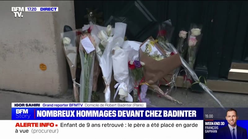 Mort de Robert Badinter: des fleurs déposées en hommage à l'ancien ministre de la Justice devant son domicile