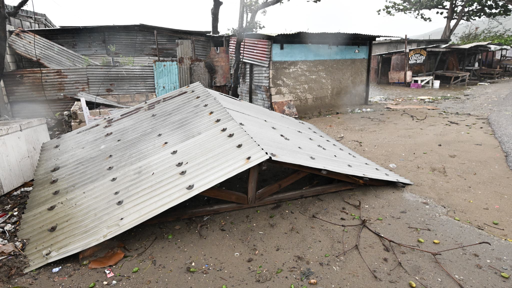 A broken roof is seen in St. Catherine, Jamaica, shortly before Hurricane Melissa makes landfall on October 28, 2025. A broken roof is seen in St. Catherine, Jamaica, shortly before Hurricane Melissa makes landfall on October 28, 2025.