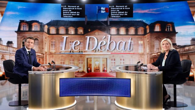 Emmanuel Macron et Marine Le Pen avant le débat le 20 avril 2022