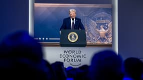 Donald Trump s'exprime en visioconférence au forum de Davos, le 23 janvier 2025