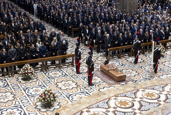 The interior of the Milan Cathedral during the state funeral of Silvio Berlusconi, June 14, 2023