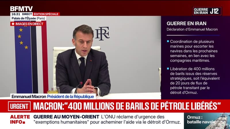 Guerre au Moyen-Orient: Emmanuel Macron indique "surveiller les conséquences pour nos agriculteurs" puisque "un tiers des flux d'engrais mondiaux sont impactés"