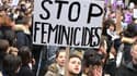 Une pancarte "STOP FEMINICIDES" à Paris lors d'une manifestation en novembre 2019
