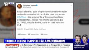 Christiane Taubira refuse d'appeler à la vaccination mais précise que "les arguments antivax sont un tissu d'imbécillités"