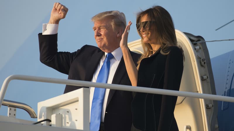 Le couple Trump avant son décollage pour Paris.