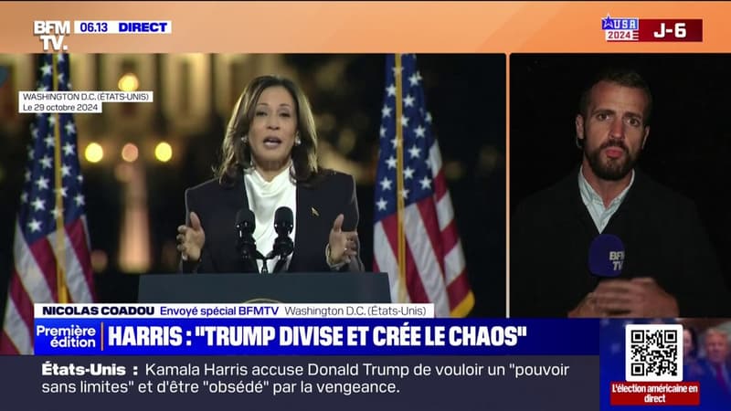 À 6 jours de la présidentielle, Kamala Harris accuse Donald Trump d'être 