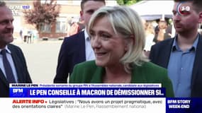 "Il ne restera au président que la démission pour sortir d'une crise politique" en cas d'absence de majorité absolue, estime Marine Le Pen