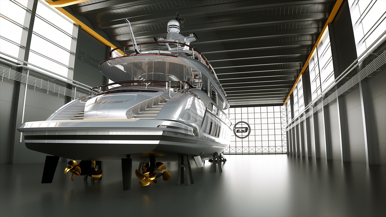 Le Superyacht est ses hélices dorés
