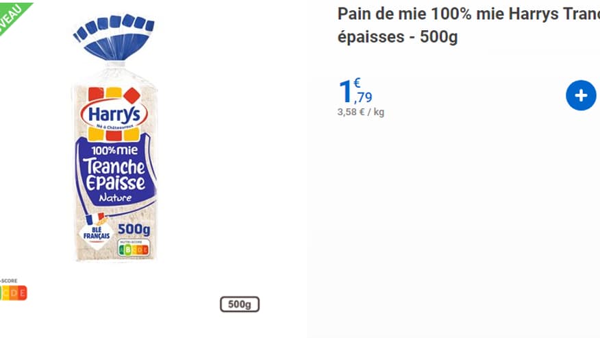 1,79 euro le paquet de pain de mie.