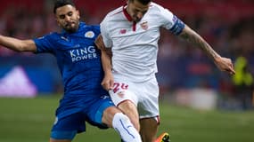 Riyad Mahrez au duel avec Victor Vitolo