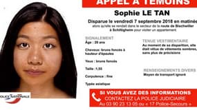 Un homme de 58 ans a été mis en examen pour assassinat, enlèvement et séquestration dans le cadre de la disparition de Sophie Le Tan, le 7 septembre dernier.