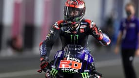 Le pilote Yamaha Fabio Quartararo vainqueur du GP de Doha sur le circuit international de Lusail, le 4 avril 2021 