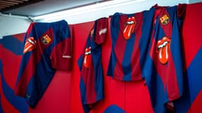 Le maillot Rolling Stones du FC Barcelone, en octobre 2023