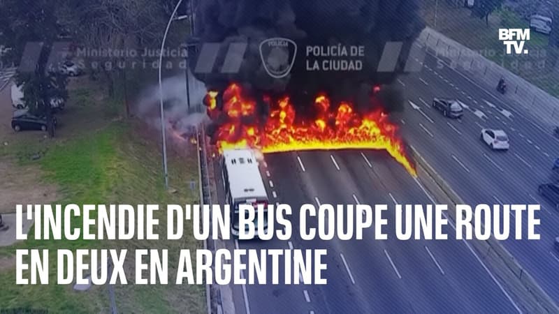 L'incendie d'un bus coupe une route en deux en Argentine