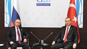 Vladimir Poutine et Recep Tayyip Erdogan, le 16 novembre 2015, lors du G20 à Antalya.