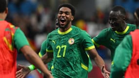 Ibrahim Mbaye célèbre un but avec le Sénégal lors de la CAN, le 3 janvier 2026
