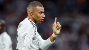 Kylian Mbappé célèbre un but lors du match entre le Real Madrid et Manchester City en Ligue des champions, le 19 février 2025
