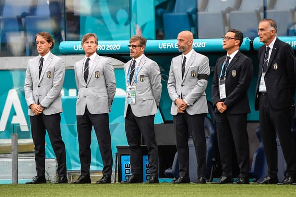 Roberto Mancini et le staff italien pendant l'Euro 2021