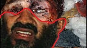 Cette photo, présentée lundi par les télévisions pakistanaises comme étant celle du cadavre d'Oussama ben Laden, est un faux. La zone entourée de rouge dessine la partie "ajoutée" au cliché.