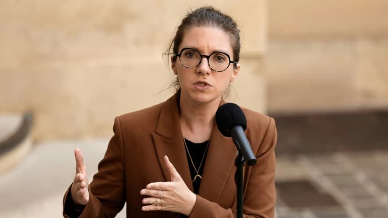 La présidente du groupe Renaissance à l'Assemblée Aurore Bergé, à Paris le 3 juillet 2023 nommée ministre des Solidarités