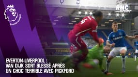 Everton-Liverpool : Van Dijk sort blessé après un choc terrible avec Pickford