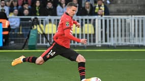 Benjamin Bourigeaud avec le Stade Rennais, le 20 avril 2024