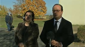 Le président de la République, François Hollande, en déplacement dans un centre d'accueil et d'orientation dans le Maine-et-Loire. 