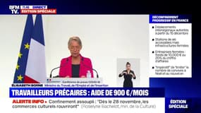 Elisabeth Borne annonce la mise en place d'une aide de 900 euros par mois pour les travailleurs précaires