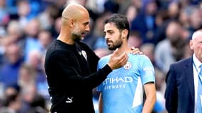 Bernardo Silva avec Pep Guardiola