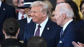 Donald Trump et Joe Biden le 20 janvier 2025 lors de la cérémonie d'investiture à Washington