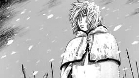 Détail de l'affiche de l'exposition "Vinland Saga: une quête d'identité" du festival d'Angoulême 2025