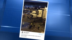 La photo postée sur Twitter par Beau Sorensen de son avion contraint d'atterrir à Denver le nez arraché le 8 août 2015.