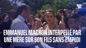  Emmanuel Macron interpellé par une mère de famille pour trouver un travail à son fils 