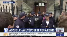 "Rends l'argent!" Accueil chahuté pour Marine Le Pen à Reims