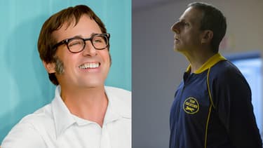 Steve Carell dans Battle of the sexes (à gauche) et dans Foxcatcher (à droite)