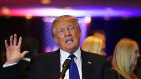 Le candidat à l'investiture républicaine pour la présidentielle américaine Donald Trump, après sa victoire dans l'Etat de New York, le 19 avril 2016 à New York