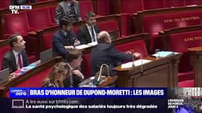 Les images des bras d'honneur d'Éric Dupond-Moretti à l'Assemblée nationale