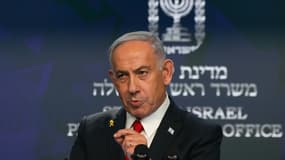 Le Premier ministre israélien Benjamin Netanyahu lors d'une conférence de presse à Jérusalem, le 21 mai 2025. Photo d'illustration