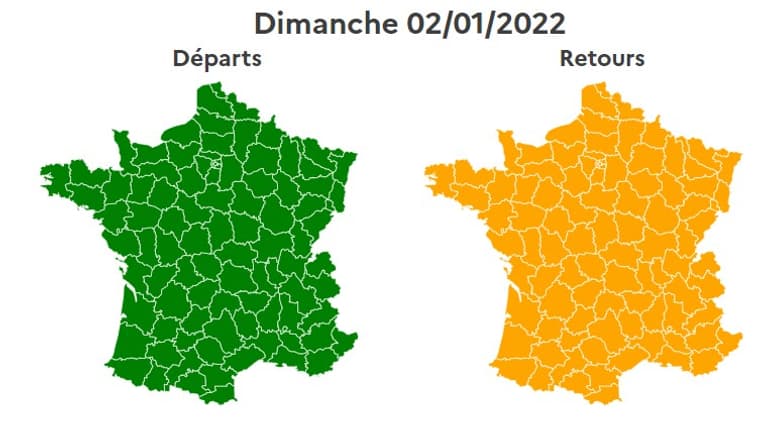 Ce dimanche 2 janvier est classé orange sur les routes dans le sens des retours.