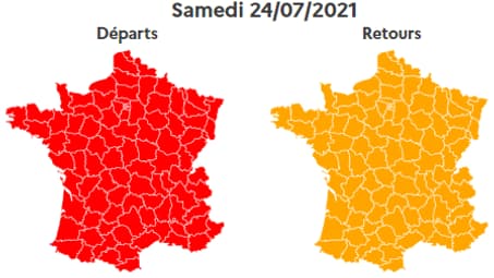 Le 24 juillet sera classé rouge dans le sens des départs, orange dans le sens des retours.