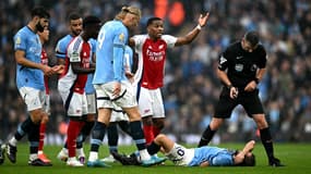 Bernardo Silva au sol lors du match entre Manchester City et Arsenal (2-2, Premier League), le 22 septembre 2024