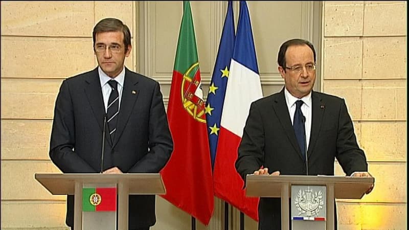 François Hollande à l’Elysée en présence du Premier ministre portugais.