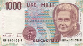 Le visage de Maria Montessori sur un billet en lire italienne